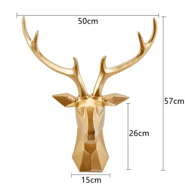 3D Gold Deer Head Wall Art