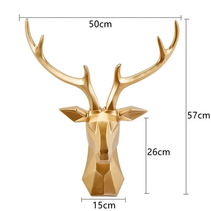 3D Gold Deer Head Wall Art