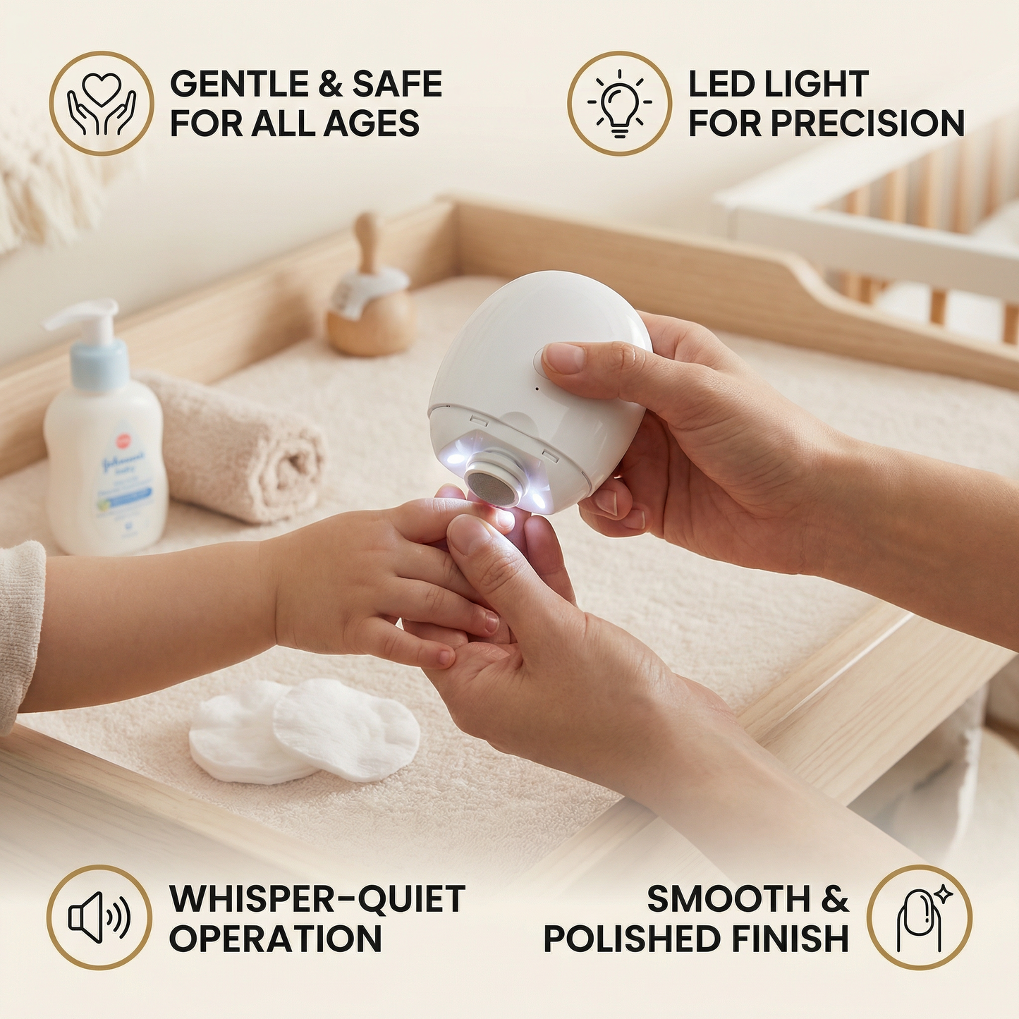 Electric Nail Trimmer with LED Light – Safe & Gentle for the Whole Family