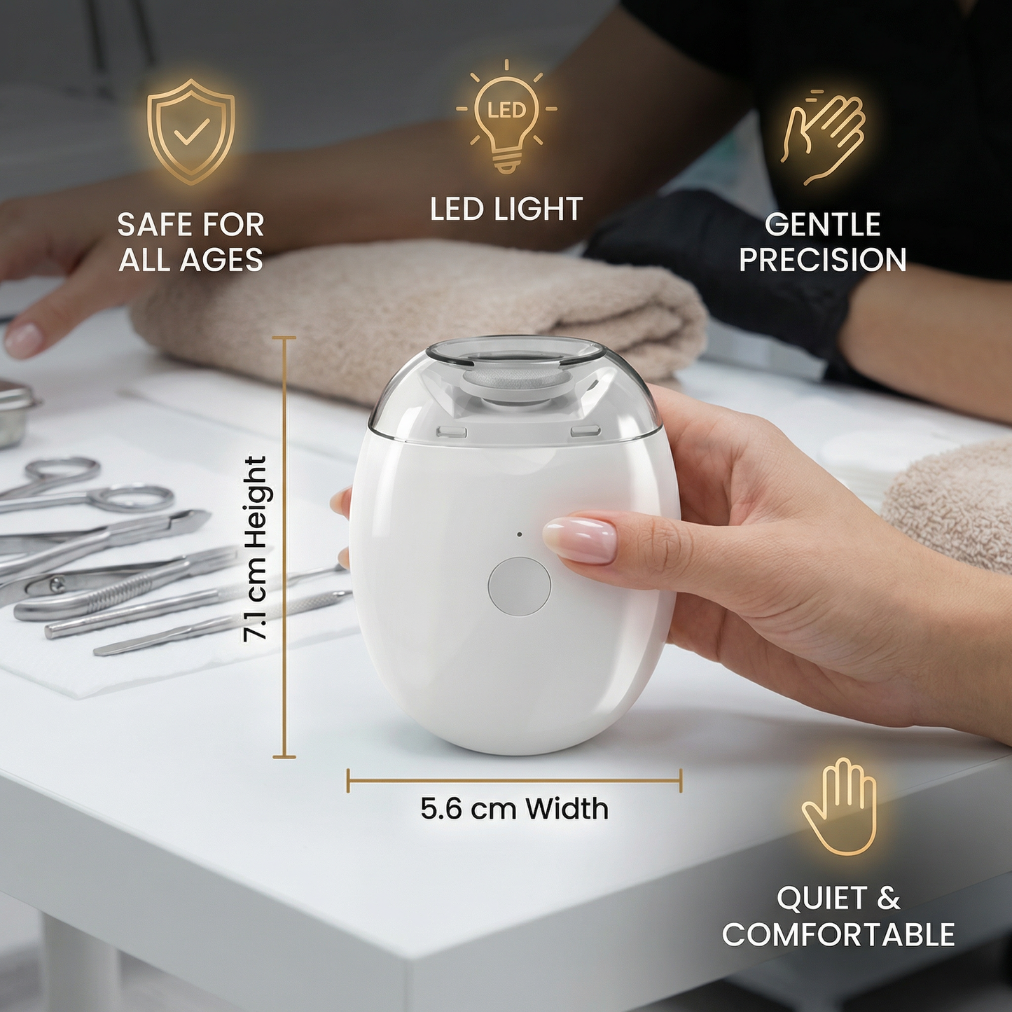 Electric Nail Trimmer with LED Light – Safe & Gentle for the Whole Family