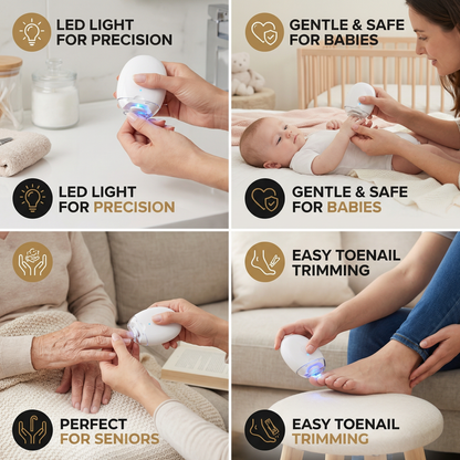 Electric Nail Trimmer with LED Light – Safe & Gentle for the Whole Family
