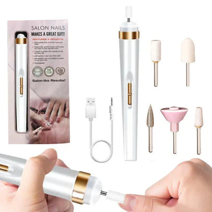 5-in-1 Electric Nail File – Rechargeable Manicure & Pedicure Kit with LED Light