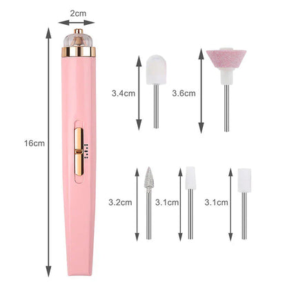 5-in-1 Electric Nail File – Rechargeable Manicure & Pedicure Kit with LED Light