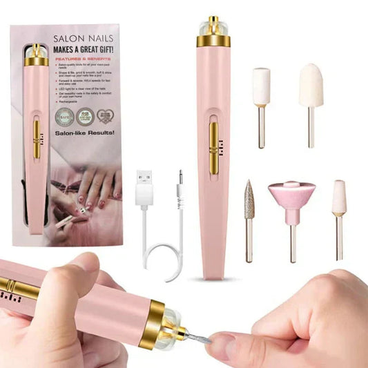 5-in-1 Electric Nail File – Rechargeable Manicure & Pedicure Kit with LED Light