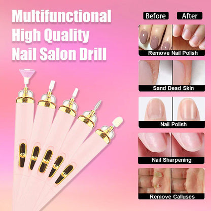 5-in-1 Electric Nail File – Rechargeable Manicure & Pedicure Kit with LED Light