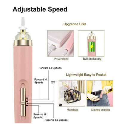 5-in-1 Electric Nail File – Rechargeable Manicure & Pedicure Kit with LED Light
